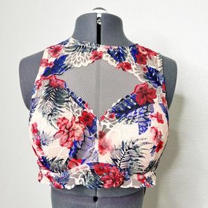 VS Pink Bra Push Up Large Floral Lace Mesh Victoria's Secret